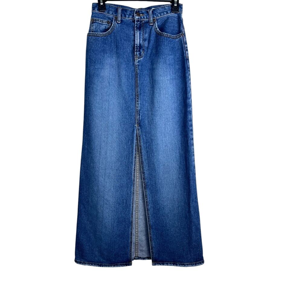 Vtg. Levi's High Rise A-Line Skirt Front Slit 100% Cotton in Blue Women Medium